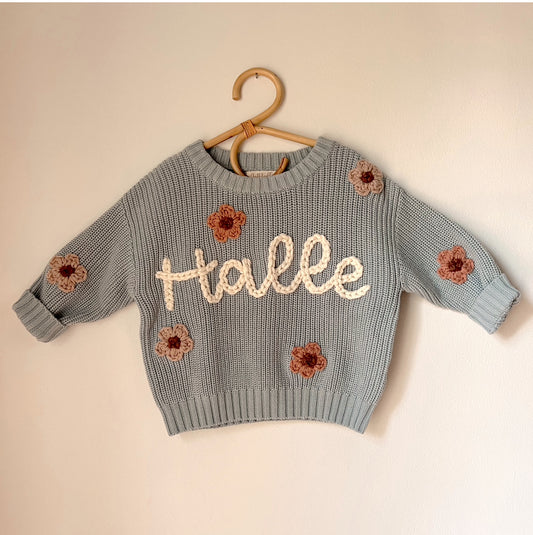 Slate Embroidered Sweater