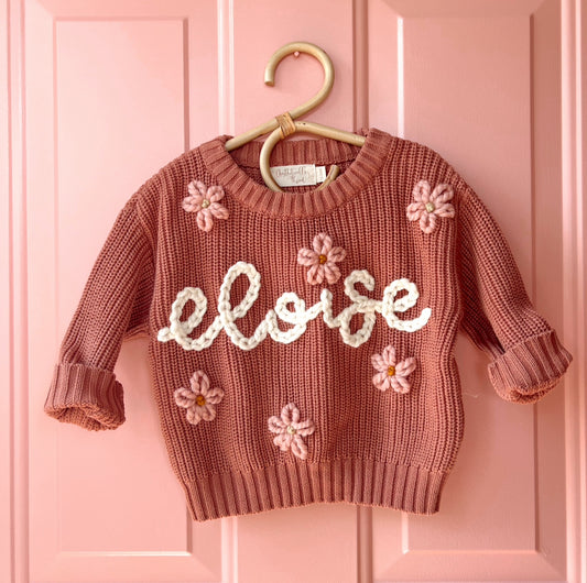 Pecan Embroidered Sweater