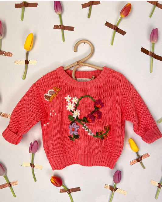 Melon Embroidered Sweater