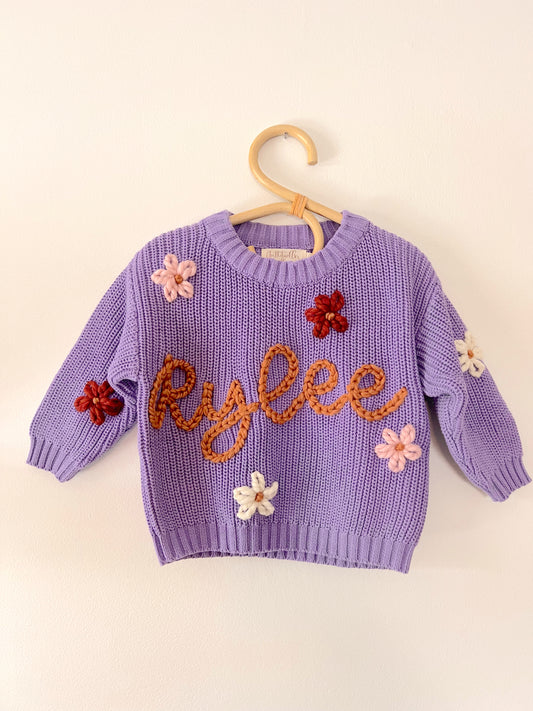 Lilac Embroidered Sweater